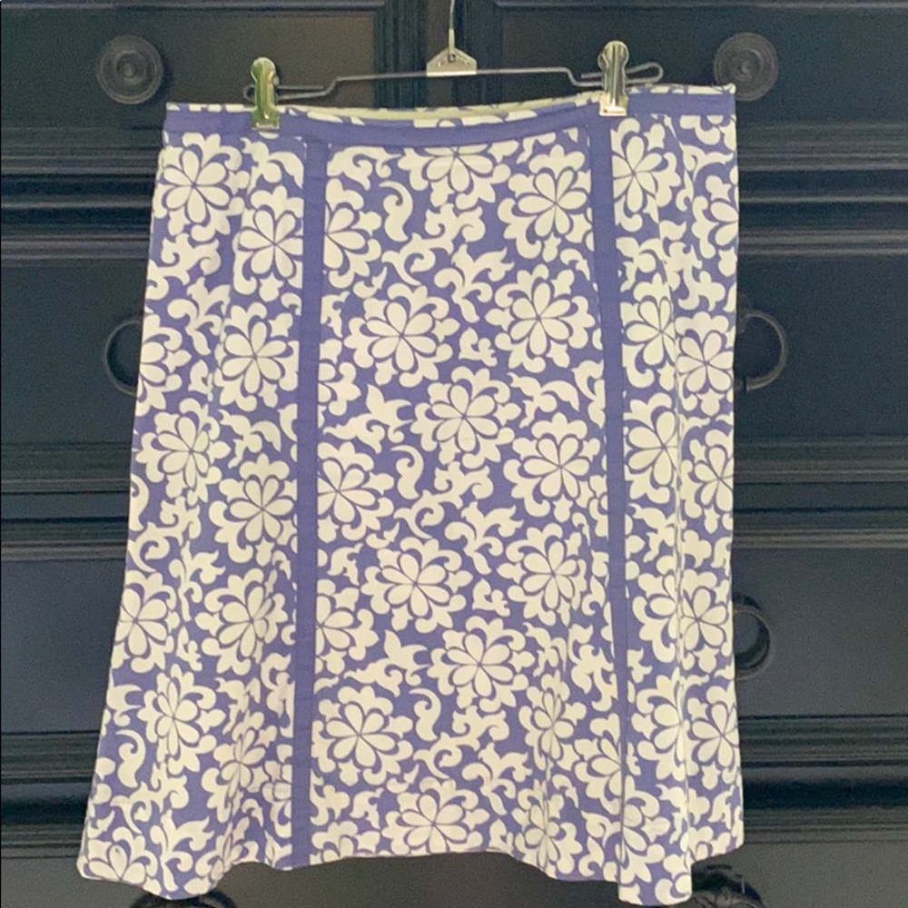 Boden Purple and White Floral A-Line Skirt